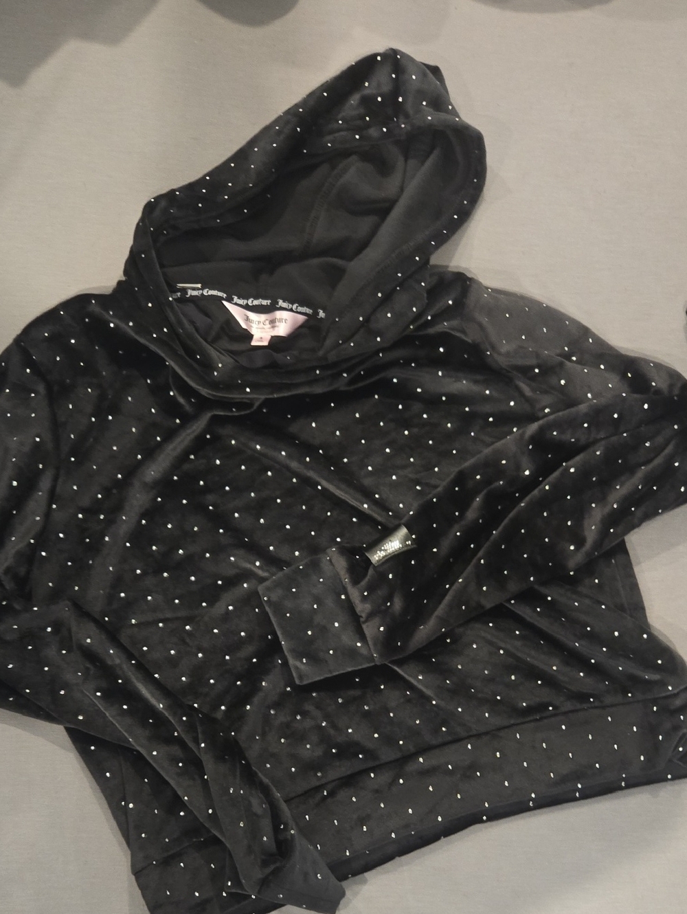 JUICY COUTURE Black Velour/Silver Rhinestone Size Small
